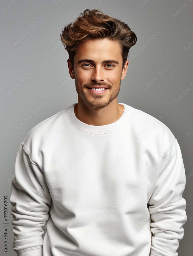 Blank white hoodie mockup, isolated on grey background. Blank white hoodie mockup, isolated on grey background.