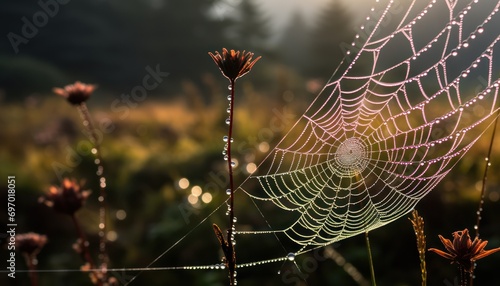 A Spider Web in the Center of a Field