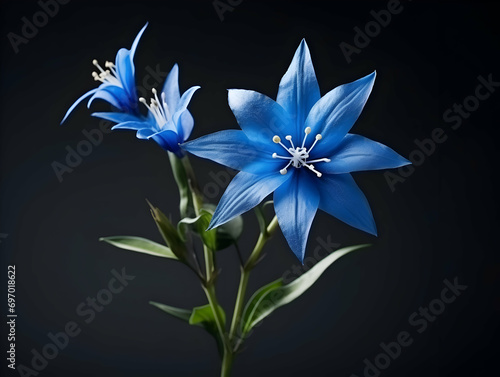 Bluestar flower in studio background, single bluestar flower, Beautiful flower, ai generated image photo