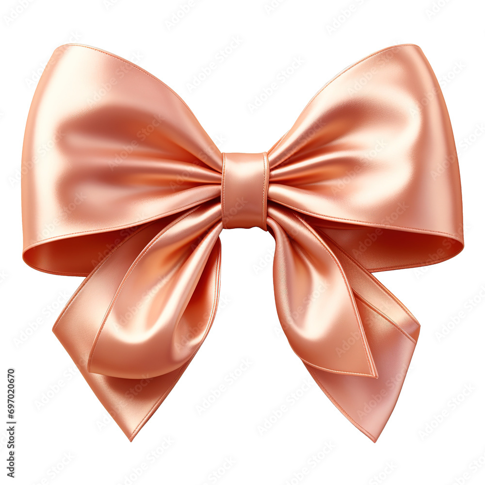 Realistic Ribbon and bow isolated against transparent PNG background. Gold ribbon. Generative AI illustration