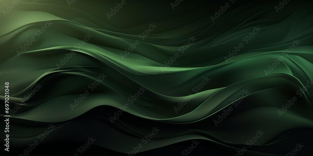 Obraz premium abstract modern background,soft lines,fabric draping effect,dark green color,banner concept,wallpaper,