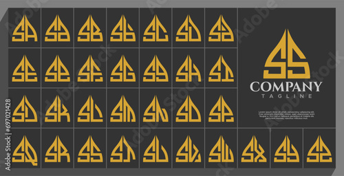 Luxury line arch dome letter S SS logo design set