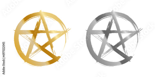 pentagram logo (gold and silver) - paintbrush style