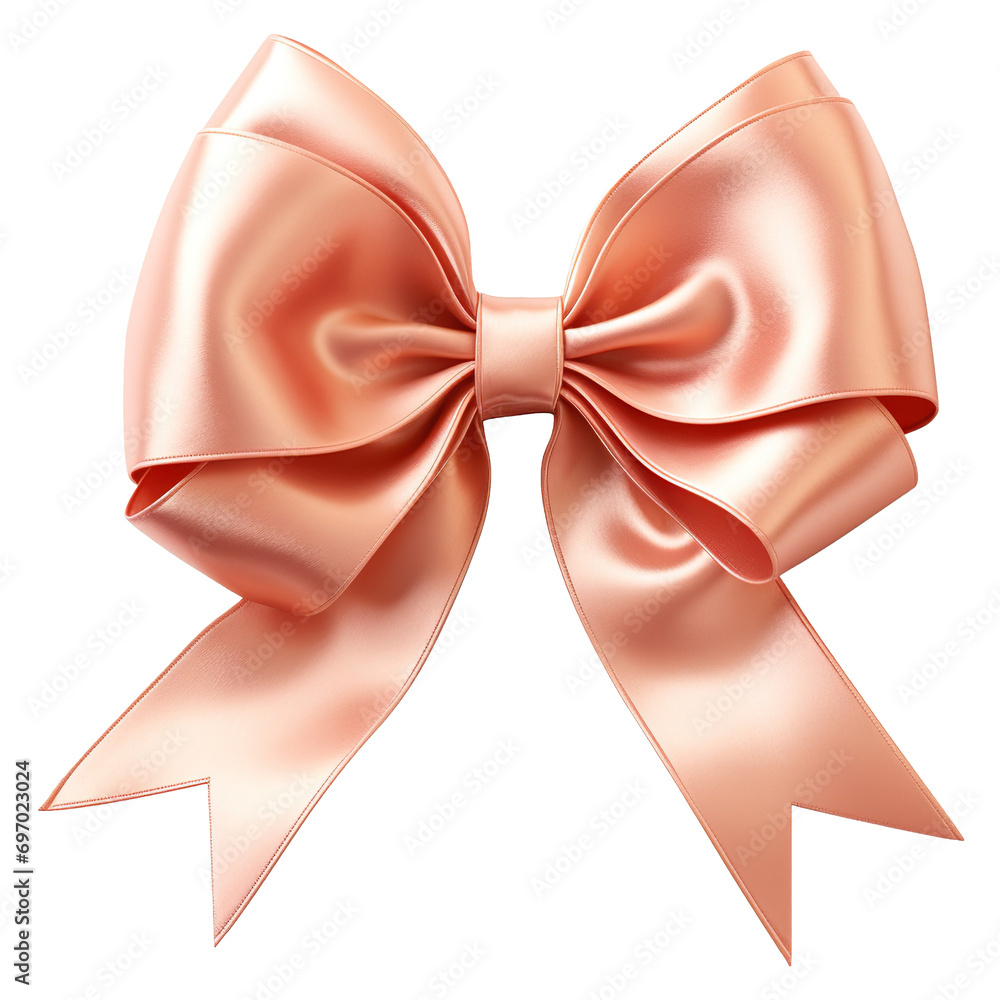 Realistic Ribbon and bow isolated against transparent PNG background. Gold ribbon. Generative AI illustration