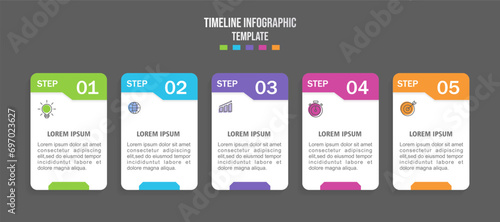 Infographics design template, Business concept with 5 steps or options, can be used for workflow layout, diagram, web design.