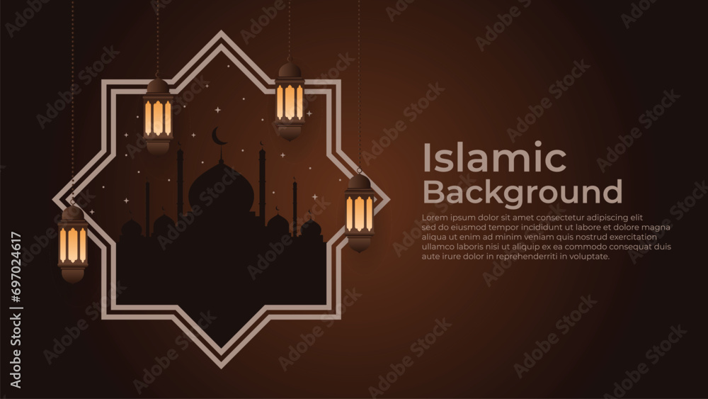 Naklejka premium Islamic Background Design with Beautiful Colorful Shapes
