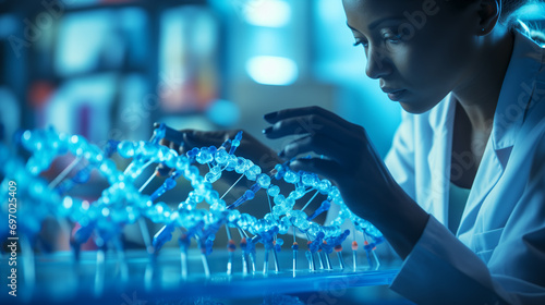 Futuristic gene editing: indian lady scientist transforms DNA in modern genetics lab