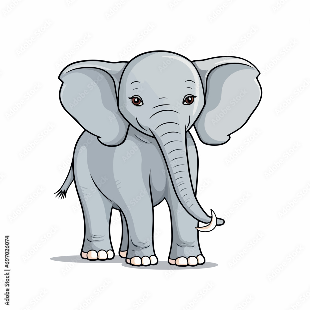 Elephant flat vector illustration. Elephant cartoon hand drawing isolated vector illustration.