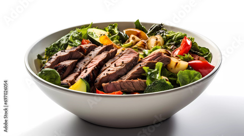 A bowl of food with meat