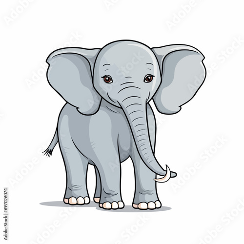 Elephant flat vector illustration. Elephant cartoon hand drawing isolated vector illustration.