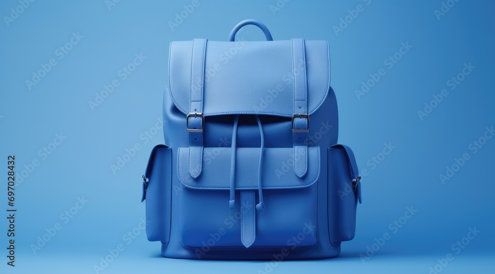 Fototapeta premium a blue backpack on a blue background