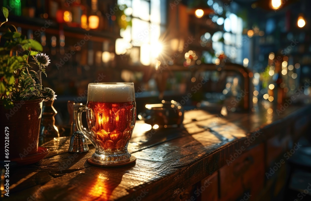 an image of a beer glass on top of a counter an image of a beer glass on top of a counter