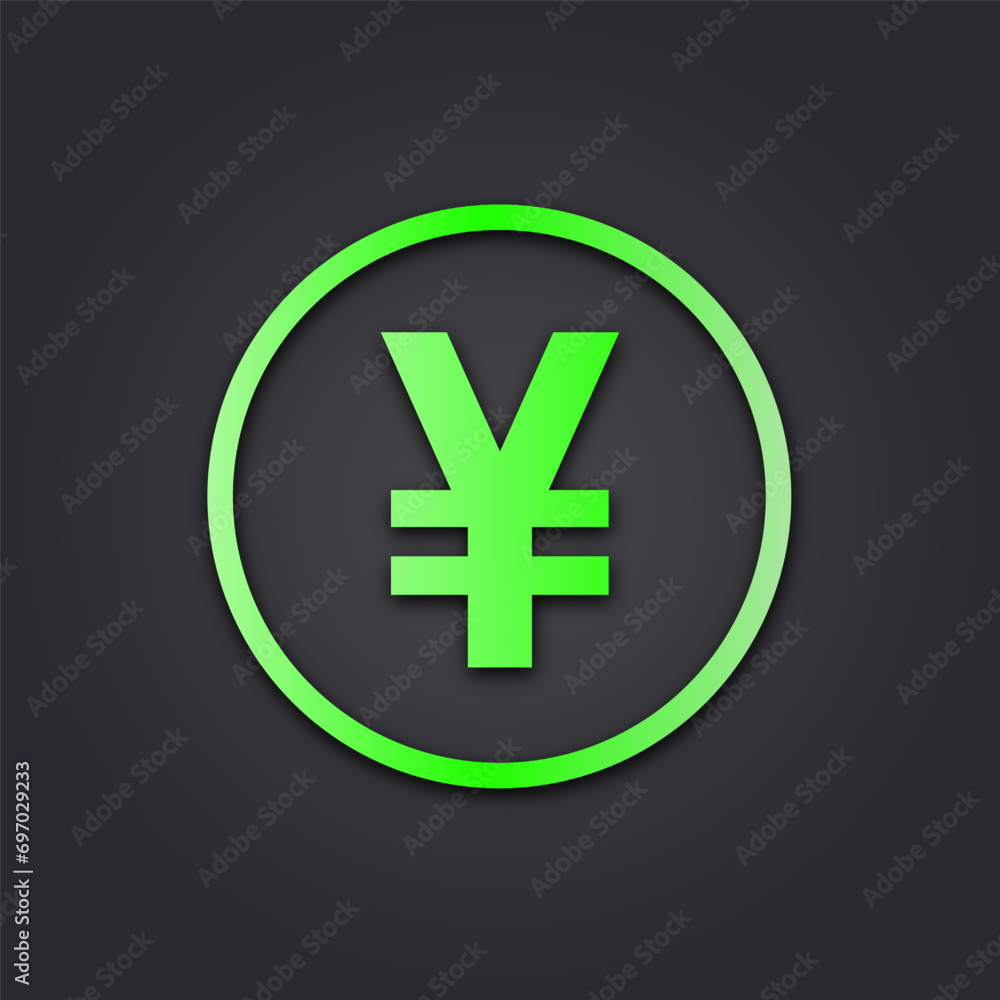 Vector illustration. Neon yen icon isolated on black background for app or website, vector sign
Vector illustration. Neon yen icon isolated on black background for app or website, vector sign