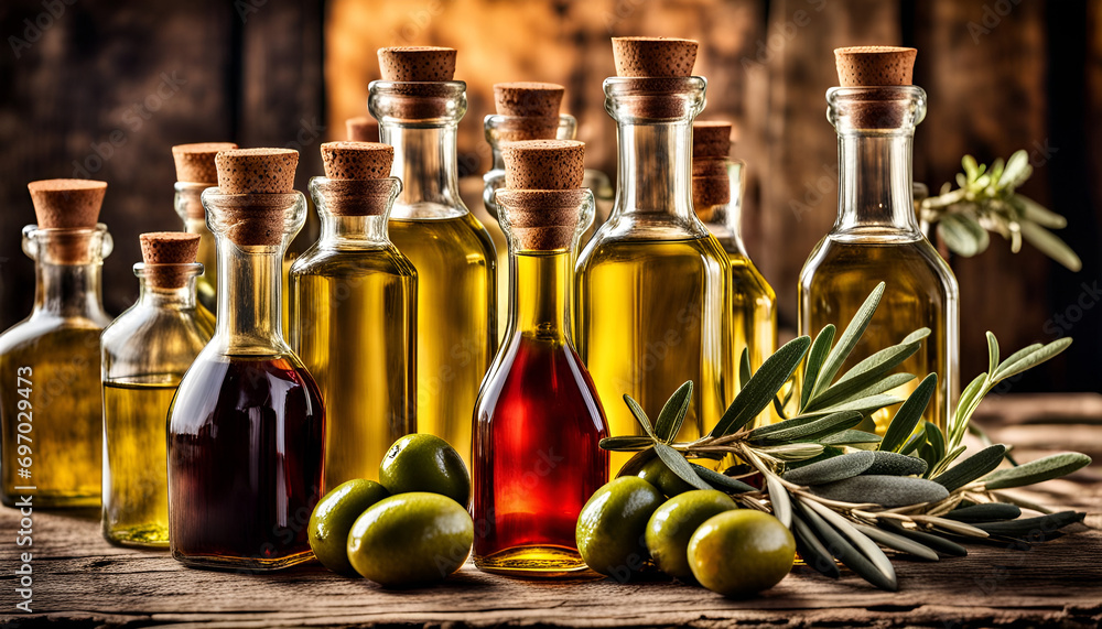 mediterranes Öl Oliven Flaschen Zutat zum Essen Kochen dekorativ auf Holztisch gesunde Kräuter zubereiten leichte Küche flüssiges Gold Feinschmecker Italien Griechenland Spanien Frankreich Essig mediterranes Öl Oliven Flaschen Zutat zum Essen Kochen dekorativ auf Holztisch gesunde Kräuter zubereiten leichte Küche flüssiges Gold Feinschmecker Italien Griechenland Spanien Frankreich Essig