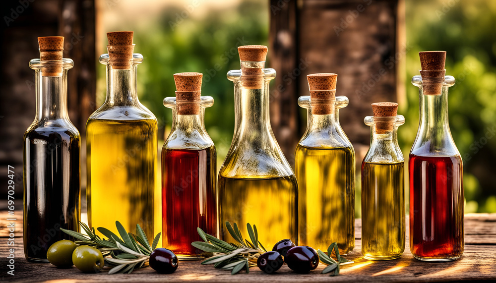 mediterranes Öl Oliven Flaschen Zutat zum Essen Kochen dekorativ auf Holztisch gesunde Kräuter zubereiten leichte Küche flüssiges Gold Feinschmecker Italien Griechenland Spanien Frankreich Essig mediterranes Öl Oliven Flaschen Zutat zum Essen Kochen dekorativ auf Holztisch gesunde Kräuter zubereiten leichte Küche flüssiges Gold Feinschmecker Italien Griechenland Spanien Frankreich Essig