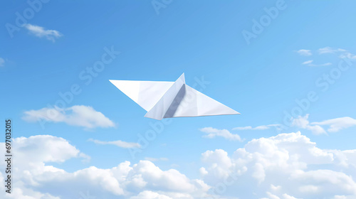 A paper airplane flying in the sky with a white background and a white background with a white background and a white background with a white background