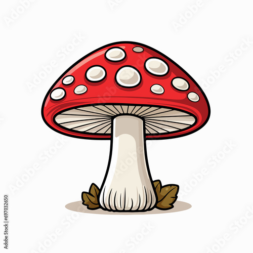 Mushroom flat vector illustration. Mushroom cartoon hand drawing isolated vector illustration.