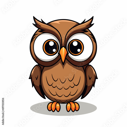 Owl flat vector illustration. Owl cartoon hand drawing isolated vector illustration.