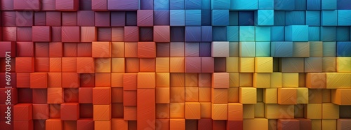 different sized colored blocks in a colorful pattern
