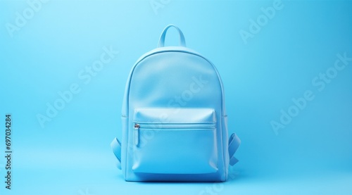light blue backpack on a blue background