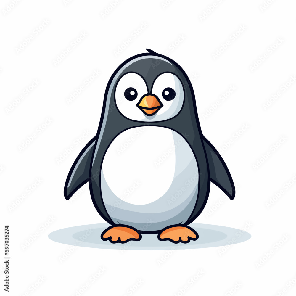 Penguin flat vector illustration. Penguin cartoon hand drawing isolated vector illustration.