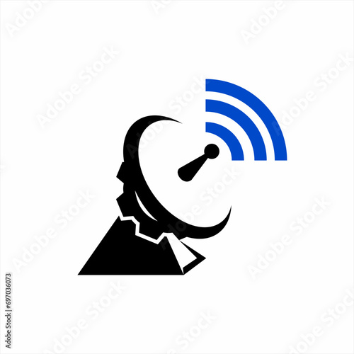 Parabolic antenna icon silhouette logo design.