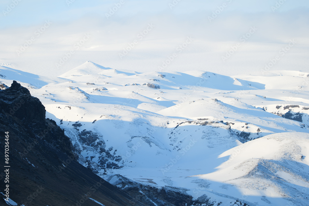 Mountains at Myrdalsjökull in Southern Iceland in Winter 