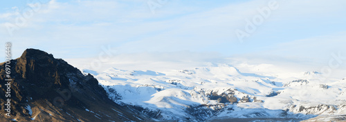 Panorama of Mountains at Myrdalsjökull in Southern Iceland in Winter photo