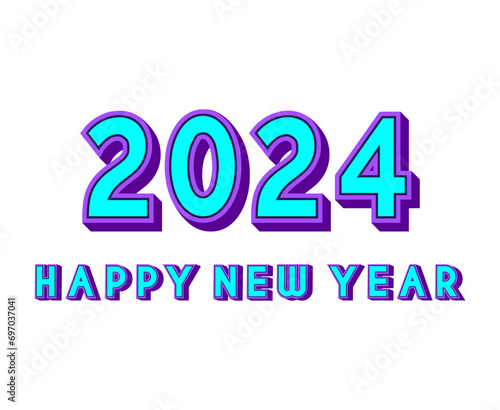 Happy New Year 2024 Abstract Purple And Cyan Graphic Design Vector Logo Symbol Illustration
