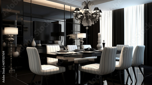 Dining Room Interior Luxury Modern Design black © Pixalu