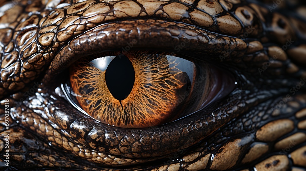 Reptilian Stare: Deep Close-Up of a Crocodile's Penetrating Eye Reptilian Stare: Deep Close-Up of a Crocodile's Penetrating Eye