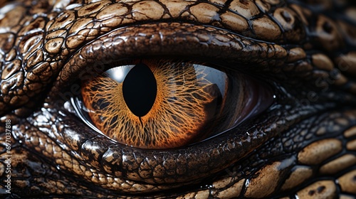Reptilian Stare  Deep Close-Up of a Crocodile s Penetrating Eye