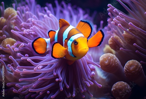 a clownfish in a anemone