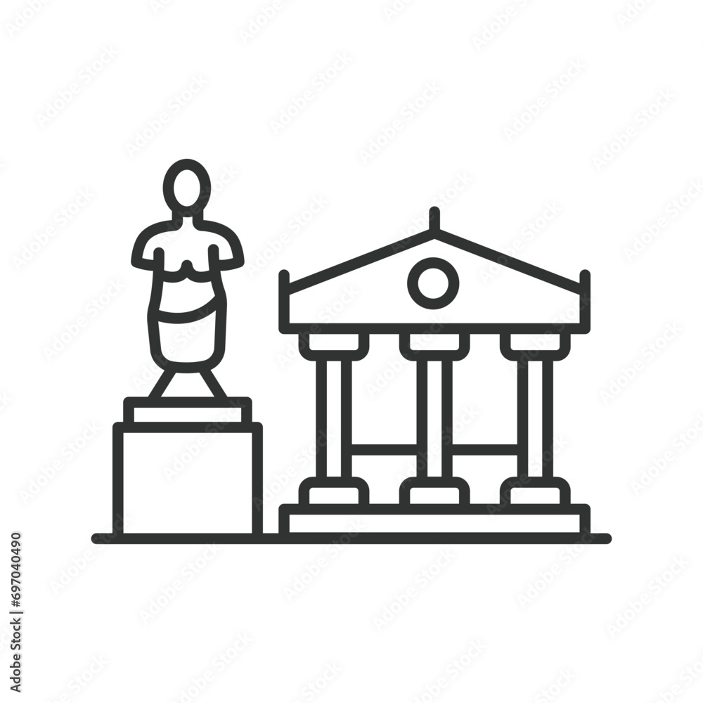 Museum icon line design. Art museum, exhibition, gallery, historic, ancient, museum tour, exhibit hall, gallery space vector illustration. Museum editable stroke icon. Museum icon line design. Art museum, exhibition, gallery, historic, ancient, museum tour, exhibit hall, gallery space vector illustration. Museum editable stroke icon.