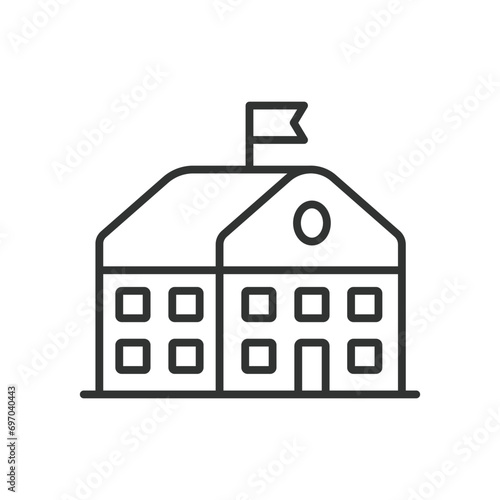 High school building icon line design. High, School, Building, Education, Campus, Learning, Institute, College, University, Academic vector illustration. High school building editable stroke icon.