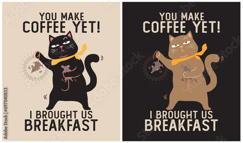 Cat with Breakfast - Cat Lover