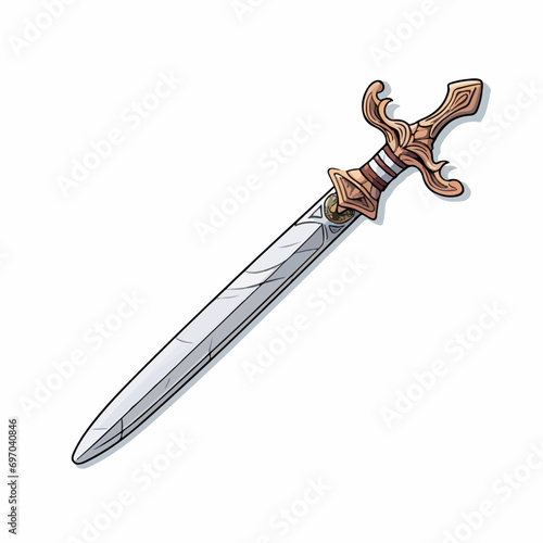 Sword flat vector illustration. Sword cartoon hand drawing isolated vector illustration.