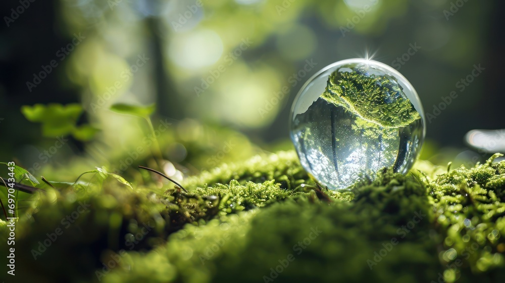 Glass Globe Surrounded by Verdant Forest Flora Glass Globe Surrounded by Verdant Forest Flora