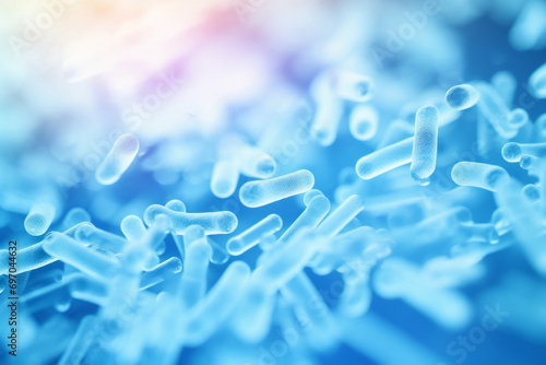 Bacillus bacteria. Bacterial infection as a microscopic background. Dangerous disease strain case. Generative AI photo