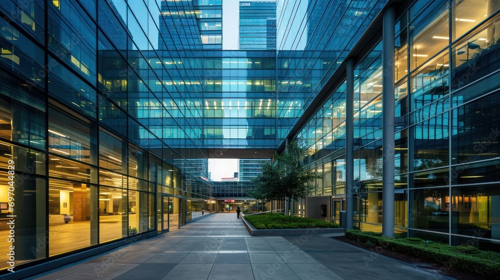 Corporate Building Exterior at Dusk Corporate Building Exterior at Dusk