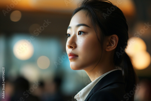 Young Korean Businesswoman Leading Seminar  Professional Corporate Presentation  Expertise and Leadership in Business Conference
