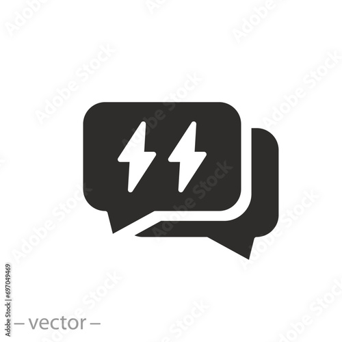 flash message icon, rude answer, bad feedback, flat symbol - editable stroke vector illustration