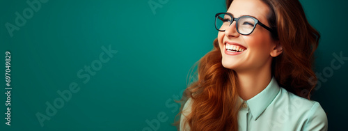 happy girl in glasses on different backgrounds, business. © Артур Комис