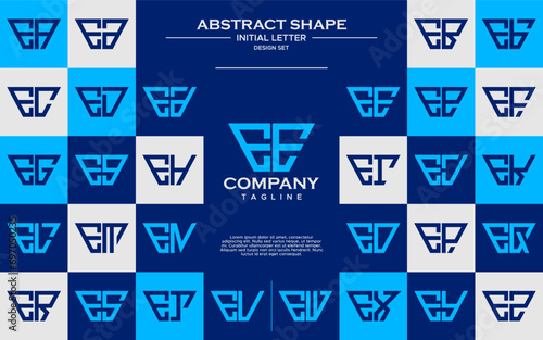 Bilde på lerret Modern line abstract trapezium letter E EE logo design set