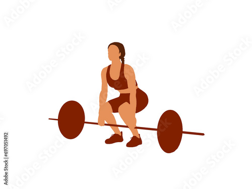 Illustration Woman Dead lift Fitness Workout