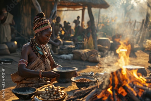 Culinary Heritage in Motion: A Traditional Zulu Gathering Showcases Umngqusho, a Celebration of South African Culture, Unity, and Culinary Richness Passed Through Generations