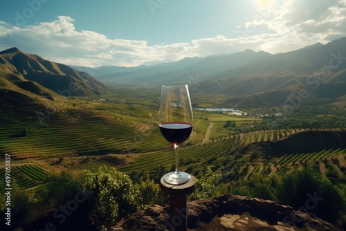 Andean Wine Symphony: In the Heart of a Picturesque Vineyard, a Wine Connoisseur Unveils the Terroir's Secrets, Elevating the Tasting Experience to an Artful Blend of Tradition and Innovation
