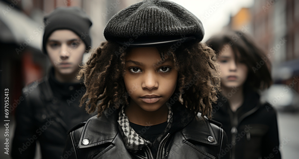 Confident Youth in Urban Streetwear Leading the Pack Confident Youth in Urban Streetwear Leading the Pack