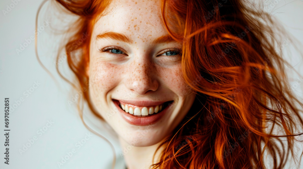 smiling girl natural red hair smiling girl natural red hair