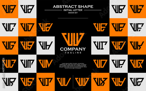 Set of simple trapezoid shape letter W WW logo design